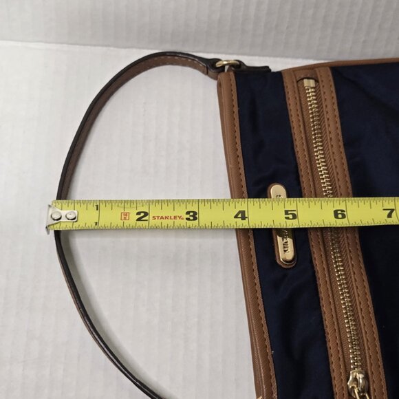 416. Michael Kors Navy Blue with Gold Accents - Wristlet Small Purse EUC Nylon - Picture 7 of 9